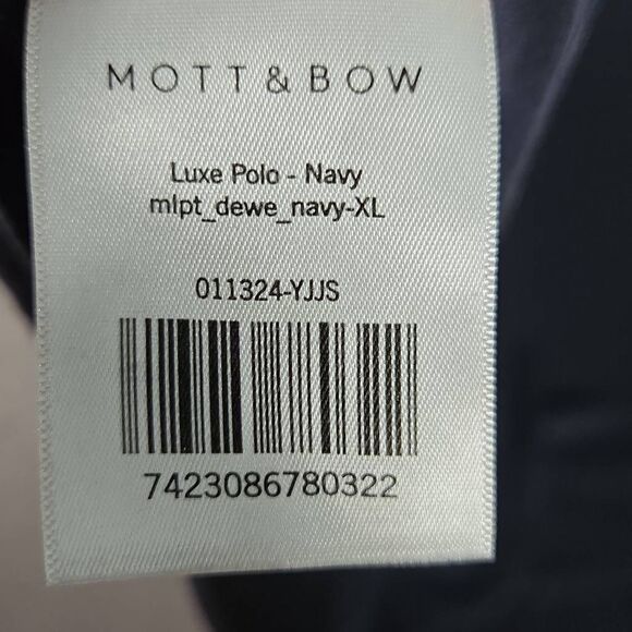 Mott & Bow Luxe Polo Shirt Men’s XL navy Blue Soft Stretch Performance - Picture 8 of 10
